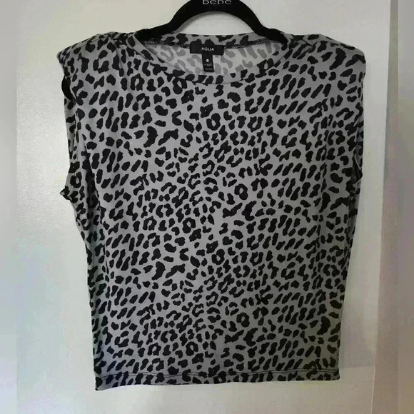 Aqua Tops - Aqua animal print padded shoulder tee shirt size xs #92